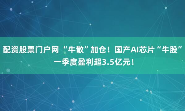 配资股票门户网 “牛散”加仓！国产AI芯片“牛股” 一季度盈利超3.5亿元！