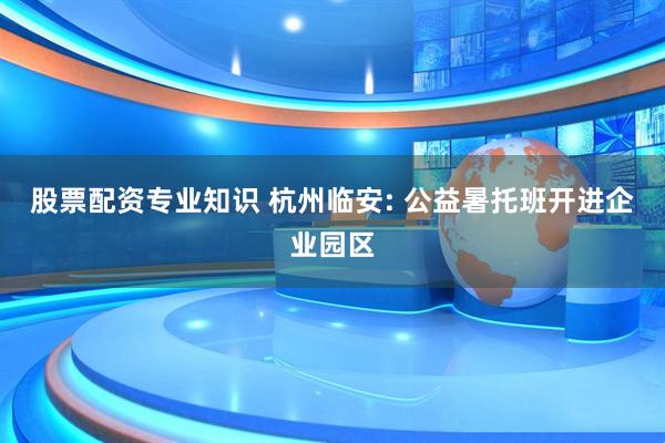 股票配资专业知识 杭州临安: 公益暑托班开进企业园区