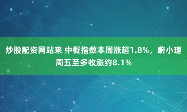 炒股配资网站来 中概指数本周涨超1.8%，蔚小理周五至多收涨约8.1%