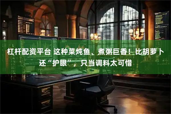 杠杆配资平台 这种菜炖鱼、煮粥巨香！比胡萝卜还“护眼”，只当调料太可惜